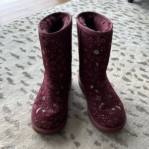 UGG Burgundy Ankle Boots with Gold Accents